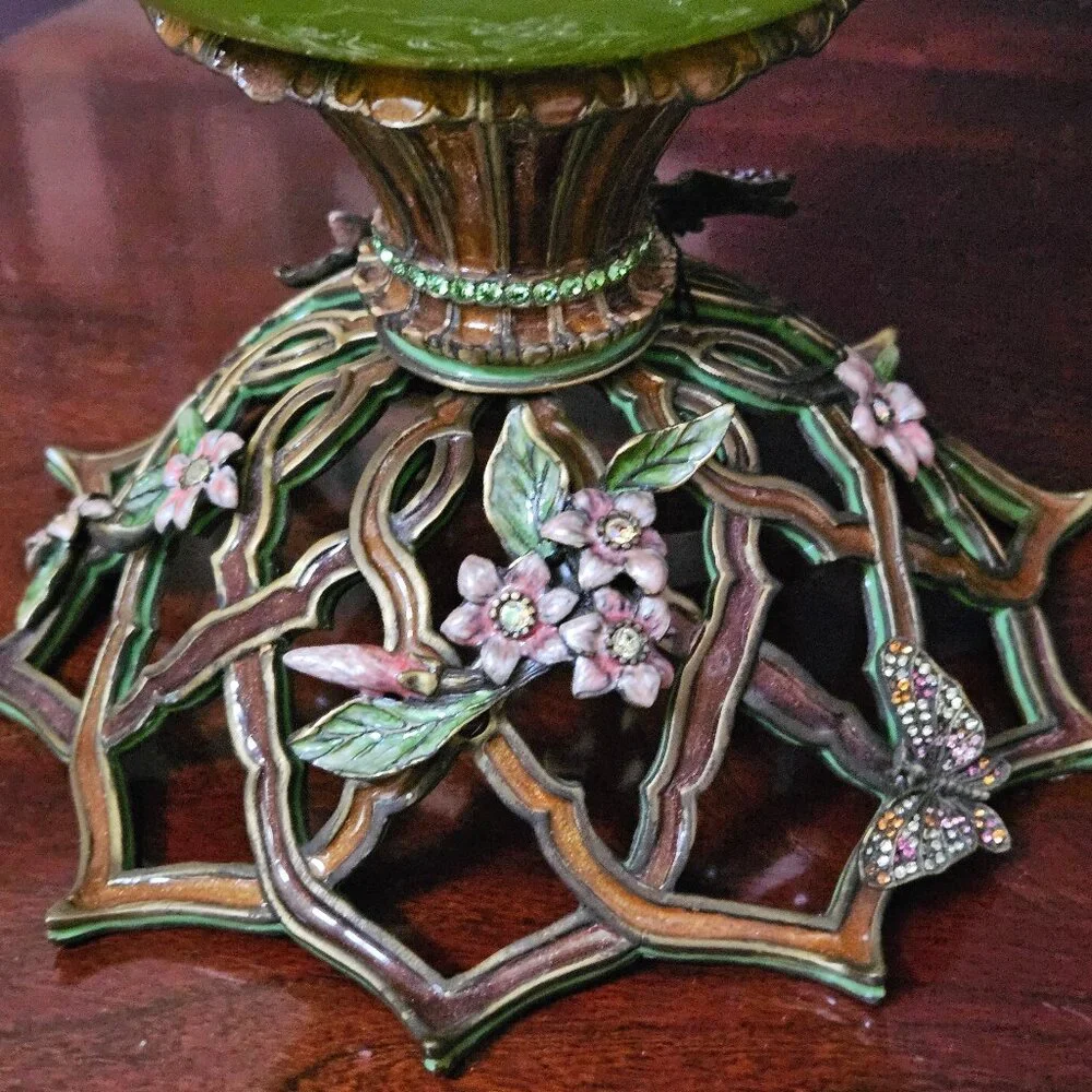 STATEMENT JAY STRONGWATER BUTTERFLY FLOWER CRYSTAL ENAMEL VASE CENTERPIECE OBJET